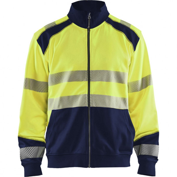 Collegepaita Blåkläder 3558 Highvis vetoketjulla, huomiokeltainen/sininen