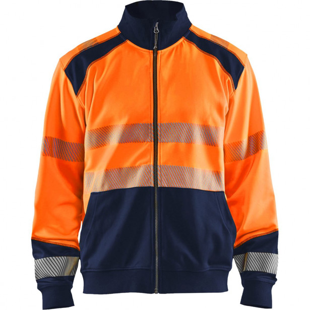 Collegepaita Blåkläder 3558 Highvis vetoketjulla, huomio-oranssi/sininen