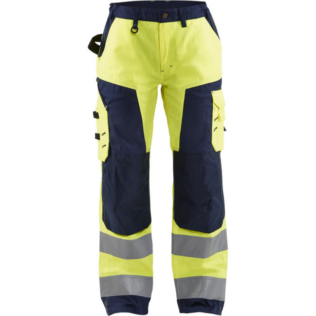 Naisten huomiohousut Blåkläder 7155 Highvis, huomiokeltainen/sininen