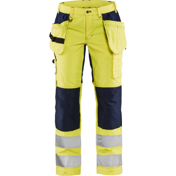 Naisten riipputaskuhousut Blåkläder 7163 Highvis Stretch, huomiokeltainen/sininen