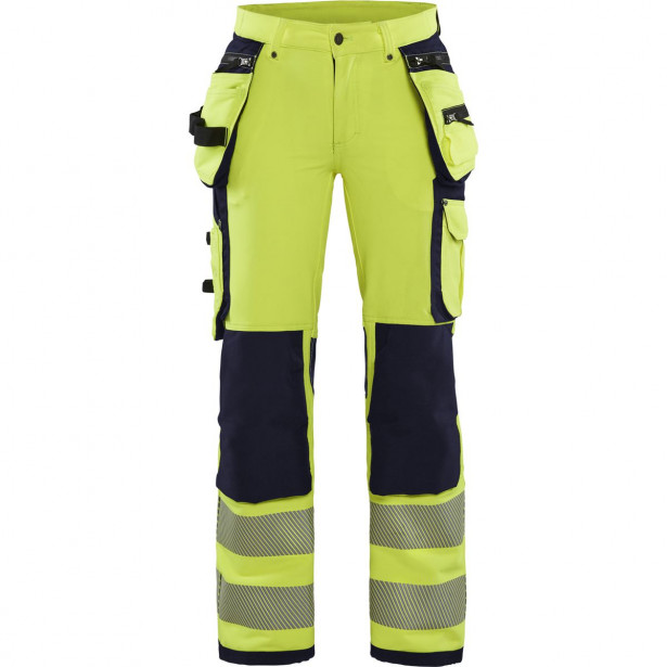 Naisten riipputaskuhousut Blåkläder 7197 Highvis Stretch, huomiokeltainen/sininen