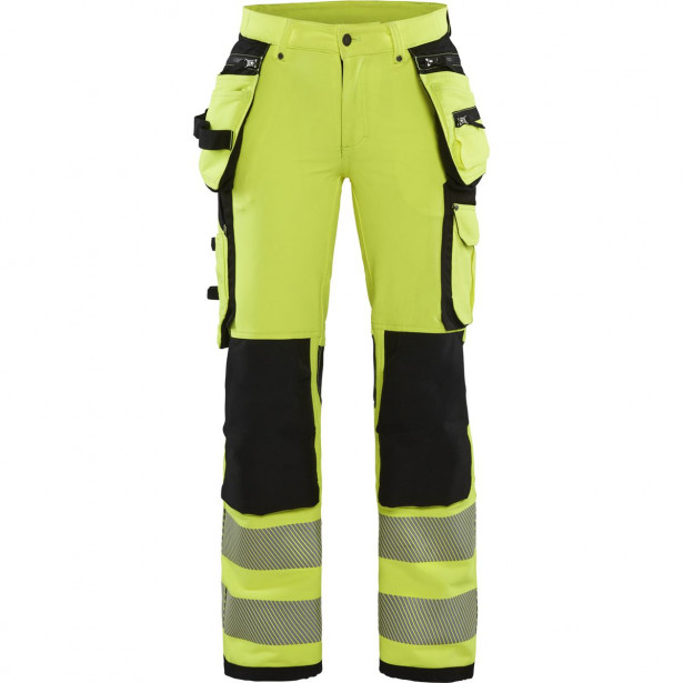 Naisten riipputaskuhousut Blåkläder 7197 Highvis Stretch, huomiokeltainen/musta