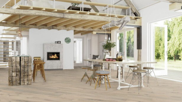 Parketti Boen Oak Pale White Vivo, 181mm, mattalakattu, harjattu