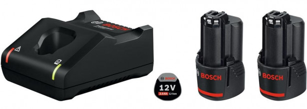Aloituspakkaus Bosch Professional 12V, 2x3.0Ah + GAL 12V-40