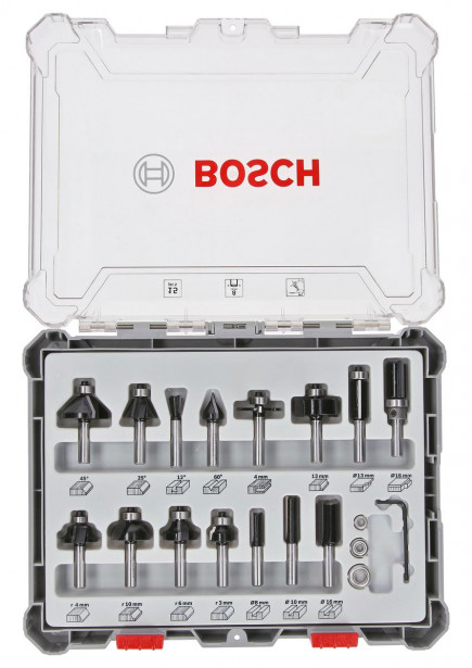 Jyrsinteräsarja Bosch HM Mixed Application, 8mm, 15 osaa