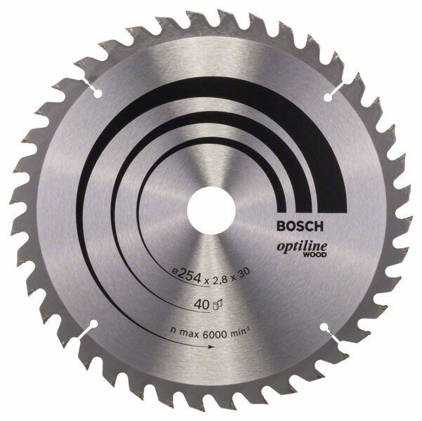 Pyörösahanterä Bosch Optiline Wood 254x2.8x30mm, 40T