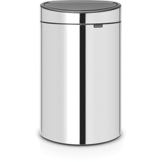 Roska-astia Brabantia Touch Bin, 40L, Brilliant Steel