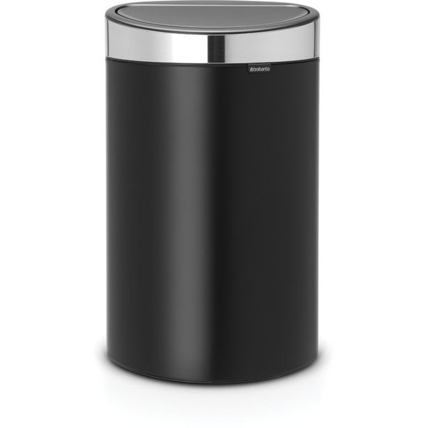 Roska-astia Brabantia Touch Bin, 40L, Matt Black-Steel