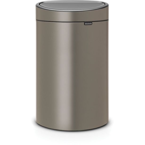 Roska-astia Brabantia Touch Bin, 40L, Platinum