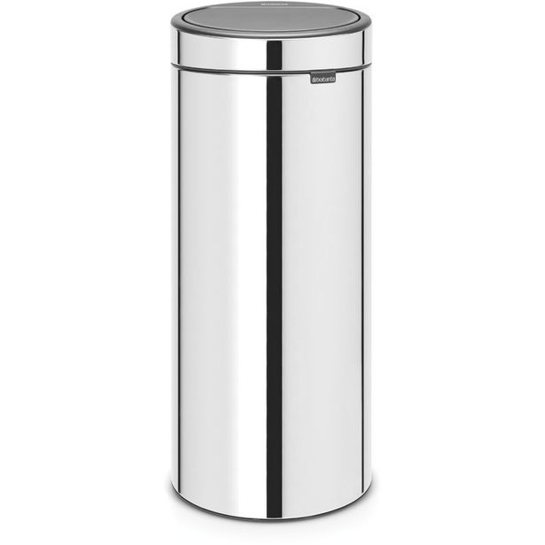 Roska-astia Brabantia Touch Bin, 30L, Brilliant Steel