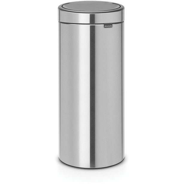 Roska-astia Brabantia Touch Bin, 30L, Matt Steel Fingerprint Proof