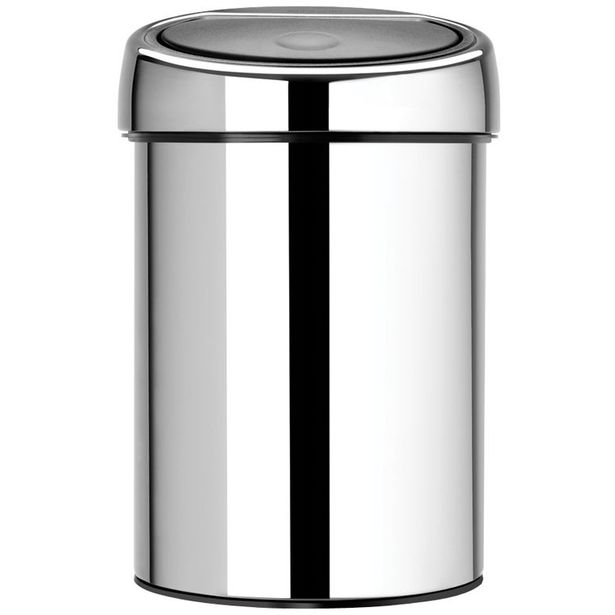 Roska-astia Brabantia Touch Bin, 3L, Brilliant Steel