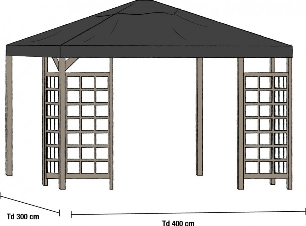 Paviljongin katto Hov 3x4m, musta