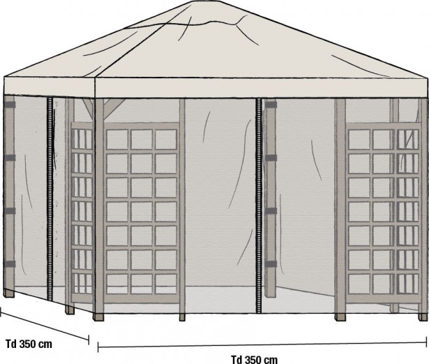 Hyttysverkko Hov 3.5x3.5m, 2kpl, harmaa