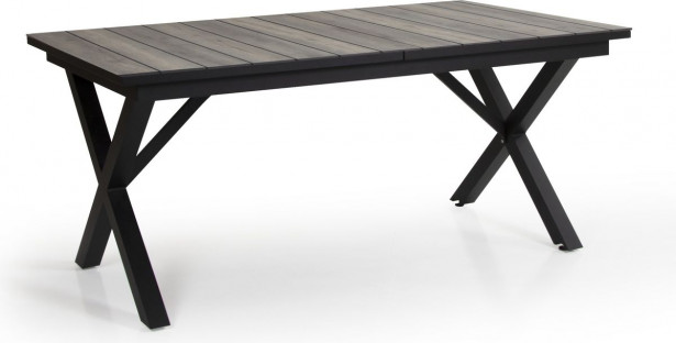 Pöytä Hillmond, jatkettava, 100x166/226cm, musta/luonnollinen puu