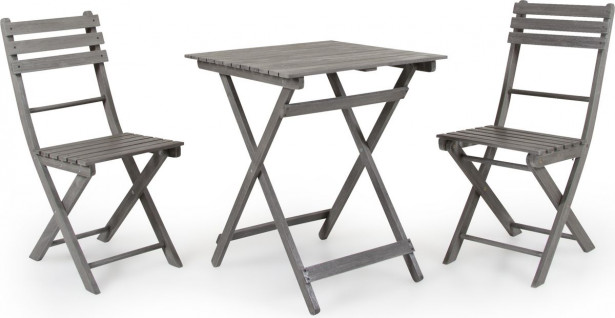 Pöytäryhmä Bruton, taitettava, pöytä + 2 tuolia, harmaa