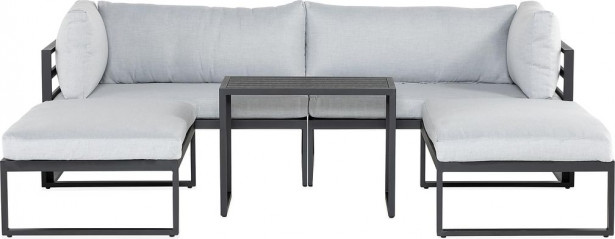 Sohvaryhmä Lowin 3-istuttava sohva + 2 rahia + pöytä harmaa/musta