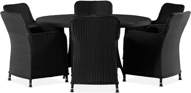 Ruokailuryhmä Comfort Garden Zunga 150cm pyöreä 6 tuolia musta