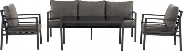 Sohvaryhmä Ariany 3-istuttava sohva + 2 tuolia + pöytä musta/harmaa
