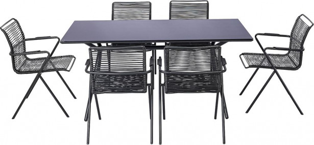 Ruokailuryhmä Rosasco 160cm pöytä + 6 tuolia musta