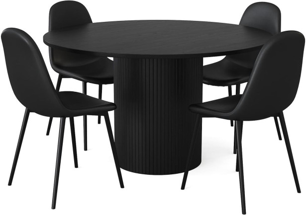 Ruokailuryhmä Kopparbo 130cm pyöreä 4 Nibe tuolia musta