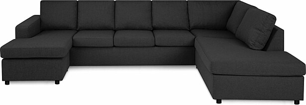 U-sohva Scandinavian Choice Crazy XL 4+1 ist oikea matalat pyöreät jalat antrasiitti/musta