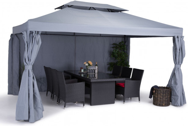 Paviljonki Bermuda 3x4m, sis. seinät, vaaleanharmaa