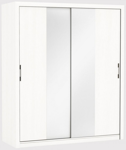 Vaatekaappi Gwyneth, liukuovet + peili, valkoinen, 173,3cm