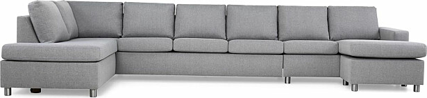 U-sohva Scandinavian Choice Crazy XXL 6 istuttava vasen korkeat pyöreät jalat vaaleanharmaa/kromi
