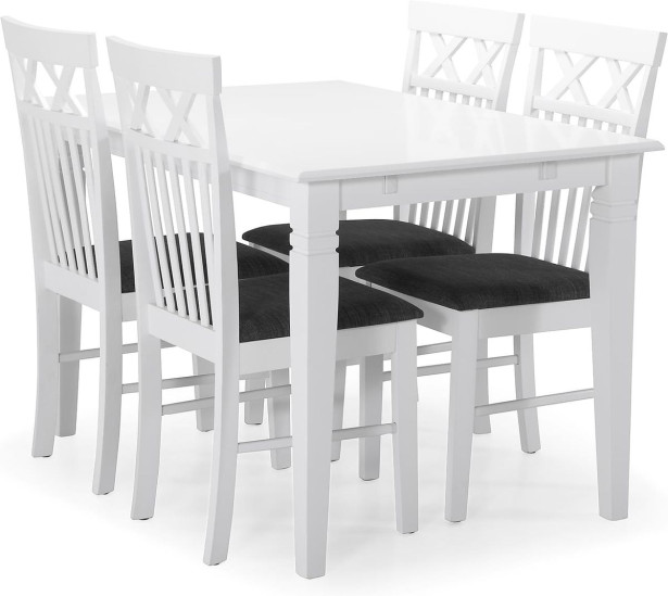 Jatkettava ruokailuryhmä Scandinavian Choice Hartford 120cm 4 Rebecka tuolia valkoinen