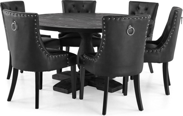 Ruokailuryhmä Manor House Dijon 150cm pyöreä 6 Tuva tuolia musta