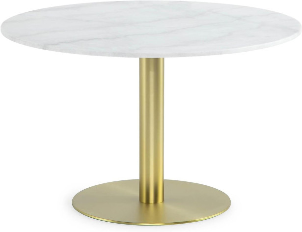 Ruokapöytä Concept 55 Capri 120cm pyöreä marmori harjattu messinki/valkoinen