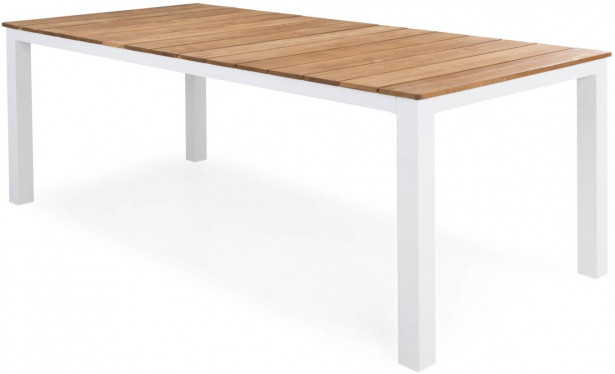 Ruokapöytä Olive, 210x100cm, tiikki/valkoinen