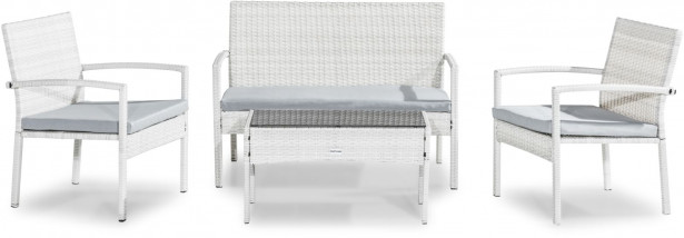Oleskeluryhmä Thor Light, 2-istuttava sohva + 2 tuolia + pöytä, valkoinen/harmaa