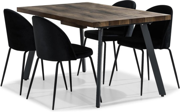 Jatkettava ruokailuryhmä Scandinavian Choice Marcelen 140cm 4 Felipe tuolilla ruskea/musta