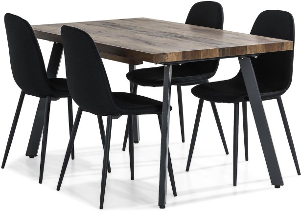 Jatkettava ruokailuryhmä Scandinavian Choice Marcelen 140cm 4 Nibe tuolia musta/ruskea/harmaa ruskea/musta