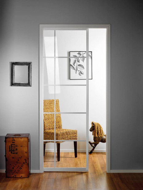 Liukuovi seinän sisään Stella Pocket Door M10, ristikko, 1025x2040mm, valkoinen