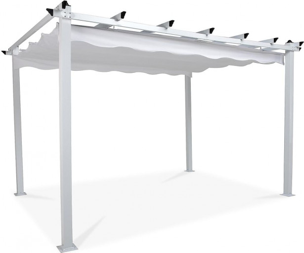 Pergola 2.95x3.95m, laskostettava katto, valkoinen