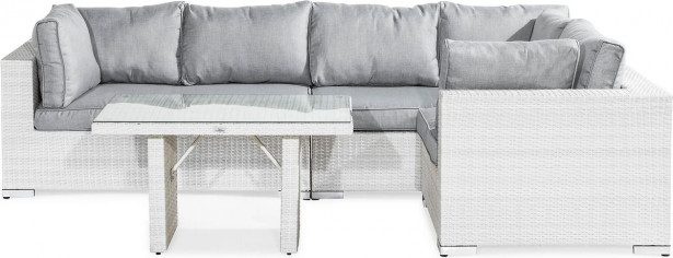 Oleskeluryhmä Bahamas, 5-istuttava sohva + korkea sohvapöytä, valkoinen/harmaa