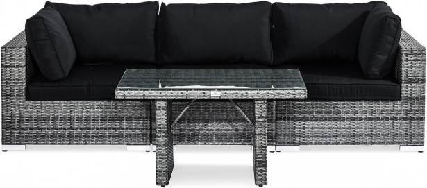 Oleskeluryhmä Bahamas, 3-istuttava sohva + korkea sohvapöytä, tummanharmaa/musta