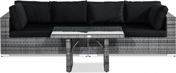 Oleskeluryhmä Bahamas, 4-istuttava sohva + korkea sohvapöytä, tummanharmaa/musta