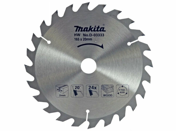 Pyörösahanterä Makita D-03333, 165x20x2.0mm, 24T