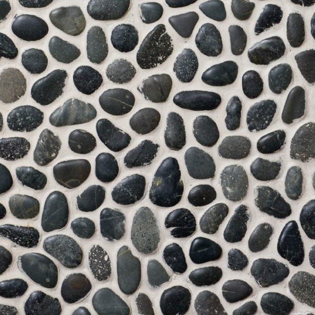 Luonnonkivimosaiikki Qualitystone Pebble Swarthy Black Small, Interlock, verkolla, 300x300 mm