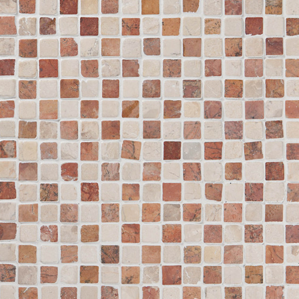 Marmorimosaiikki Qualitystone Square Terra-White, verkolla, 20 x 20 mm