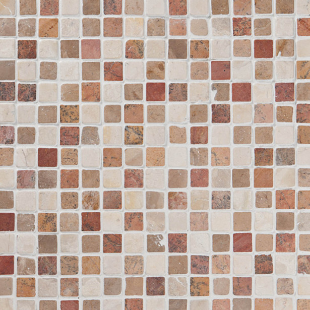 Marmorimosaiikki Qualitystone Square Terra-Mustard-White, verkolla, 20 x 20 mm