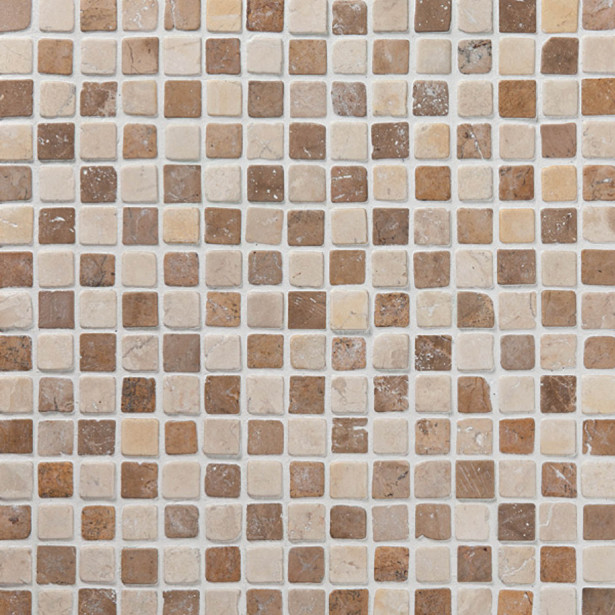 Marmorimosaiikki Qualitystone Square Mustard-White, verkolla, 20 x 20 mm