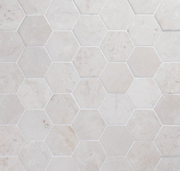 Luonnonkivilaatta Qualitystone Hexagon White, 100 x 100 mm