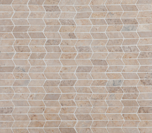 Mosaiikkilaatta Qualitystone Shevron Mini White, 25x60mm