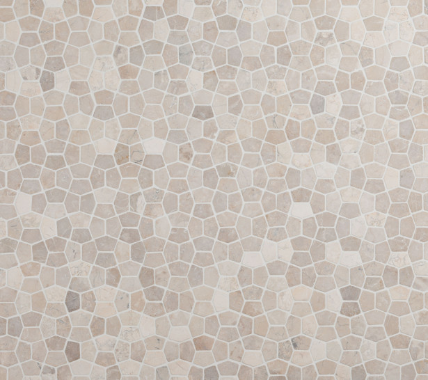 Mosaiikkilaatta Qualitystone Pentagon Mini White, 30x50mm