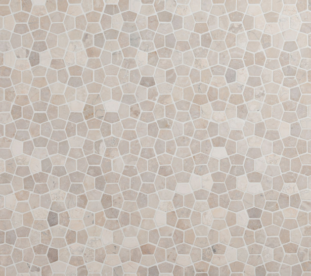 Mosaiikkilaatta Qualitystone Pentagon Mini White, 30x50mm